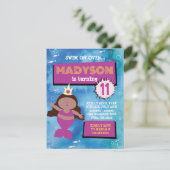 マーメイドパーティーブルー絞り染めシーライフ誕生日パーティー 招待状 (スタンド正面)