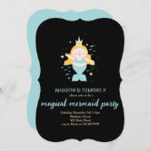 マーメイドパーティーブロンドアクアバースデーパーティー 招待状 (正面/裏面)