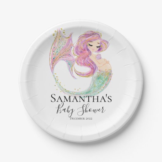 マーメイドパーティーベビーシャワー ペーパープレート (正面)