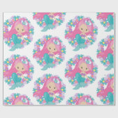 マーメイドパーティーホワイトパープルラッピング紙 ラッピングペーパー (フラット)