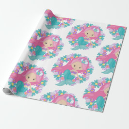 マーメイドパーティーホワイトパープルラッピング紙 ラッピングペーパー
