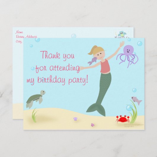 マーメイドパーティー感謝メッセージ ポストカード (正面/裏面)