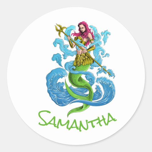 マーメイドパーティー戦士クラシックラウンドステッカー ラウンドシール (正面)