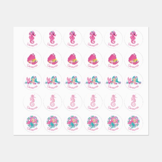 マーメイドパーティー紫色のフラワーラベル ラベル (シート)