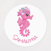 マーメイドパーティー紫色のフラワーラベル ラベル (デザイン1)