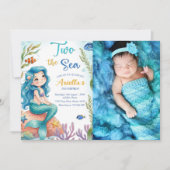 マーメイドパーティー 人魚姫 海のマーメイド 2歳の誕生日 招待状 (正面)