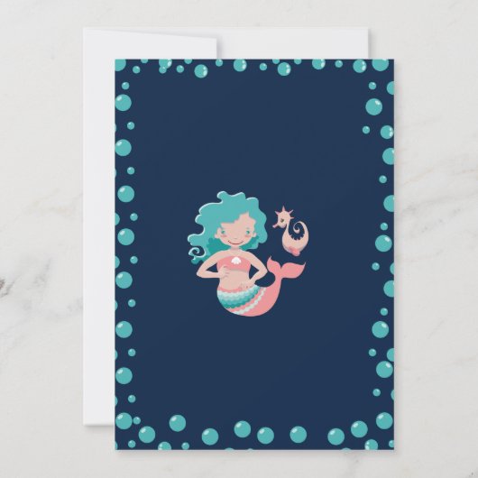 マーメイドパーティー|女の子の6歳の誕生日パーティー 招待状 (裏面)