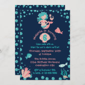 マーメイドパーティー|女の子の6歳の誕生日パーティー 招待状 (正面/裏面)