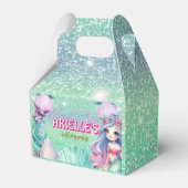 マーメイドパープルとティール（緑がかった色）グリッターお願いボックス フェイバーボックス (正面サイド)