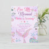 マーメイドパープルウォーターカラー誕生日招待状 招待状 (スタンド正面)
