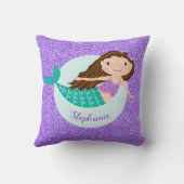 マーメイドパープルグリッター パーソナライズされた クッション (裏面)