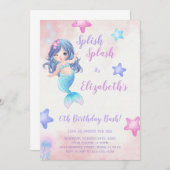 マーメイドパープルザシーバースデー招待状 招待状 (正面/裏面)