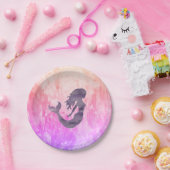 マーメイドパープルシルエットグラデーション ペーパープレート (パーティー)