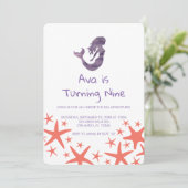 マーメイドパープルスターフィッシュ誕生日招待状 招待状 (スタンド正面)