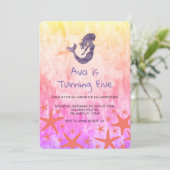 マーメイドパープルスターフィッシュ誕生日招待状 招待状 (スタンド正面)