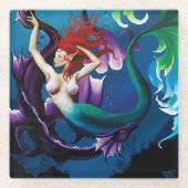 マーメイドパープルドラゴンフレンドシップファンタジー ガラスコースター (正面)