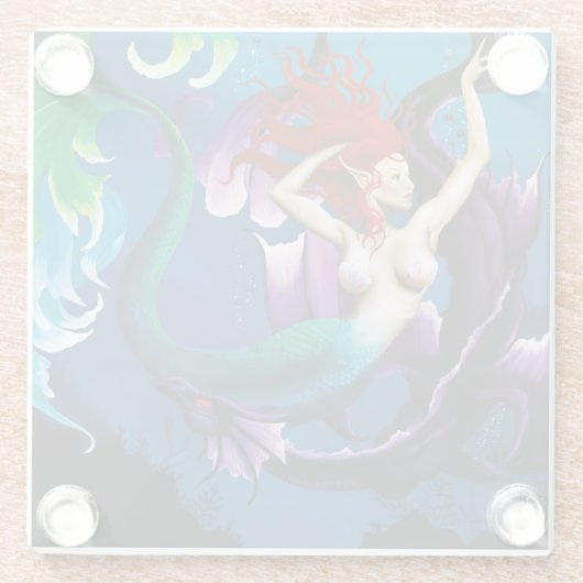 マーメイドパープルドラゴンフレンドシップファンタジー ガラスコースター (裏面)