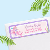 マーメイドパープルピンク水彩赤ちゃんシャワー ラベル