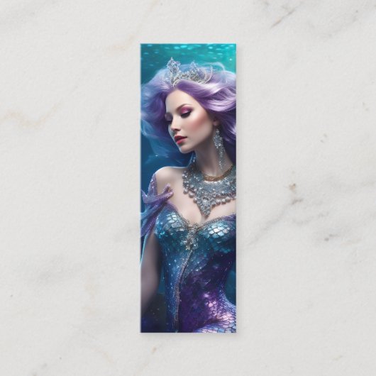 マーメイドパープルヘアミニブックマーク スキニー名刺 (正面)