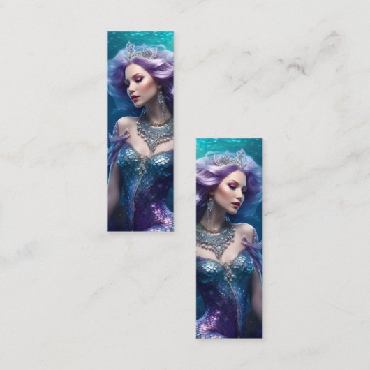 マーメイドパープルヘアミニブックマーク スキニー名刺 (正面/裏面)