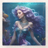 マーメイドパープルヘア ガラスコースター (正面)
