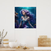 マーメイドパープルヘア ポスター (キッチン)