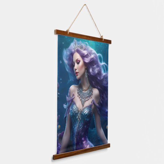 マーメイドパープルヘア 吊り下げ型タペストリー (傾斜あり)