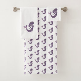 マーメイドパープル波ビーチバスタオルセット バスタオルセット