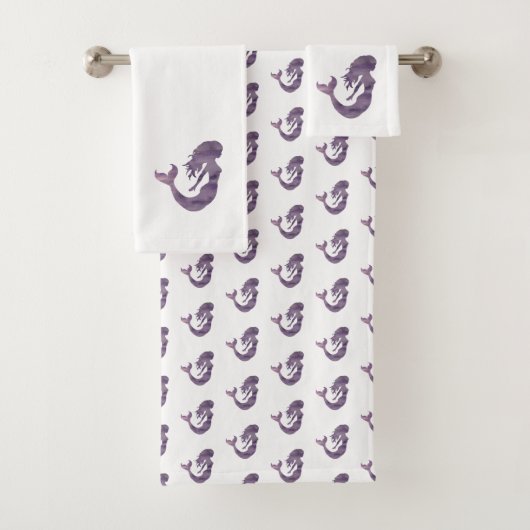 マーメイドパープル波ビーチバスタオルセット バスタオルセット (インサイチュ)
