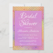 マーメイドパープル、ピンクとイエローブライダルシャワー 招待状 (正面)
