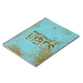 マーメイドビベス – 金ゴールドグリッタータイポグラフィオンティール(緑がかった色) ノートブック (左側)