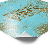 マーメイドビベス – 金ゴールドグリッタータイポグラフィオンティール(緑がかった色) フォトプリント (角)