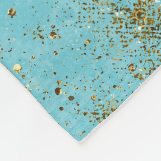 マーメイドビベス – 金ゴールドグリッタータイポグラフィオンティール(緑がかった色) フリースブランケット (角)