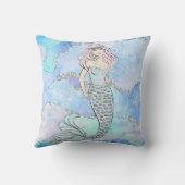 マーメイドビューティフル水中ブルーティール（緑がかった色）グリッター クッション (裏面)