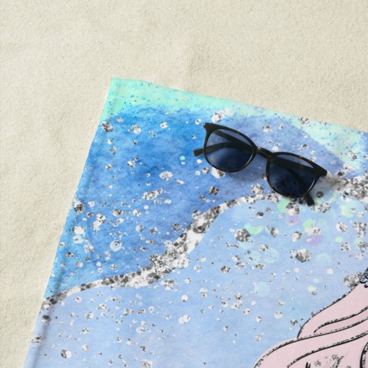 マーメイドビューティフル海ブルーティール(緑がかった色)グリッターシック ビーチタオル (インサイチュ)