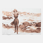 マーメイドビーチギブソンガールビクトリアンアンティーク キッチンタオル (横)