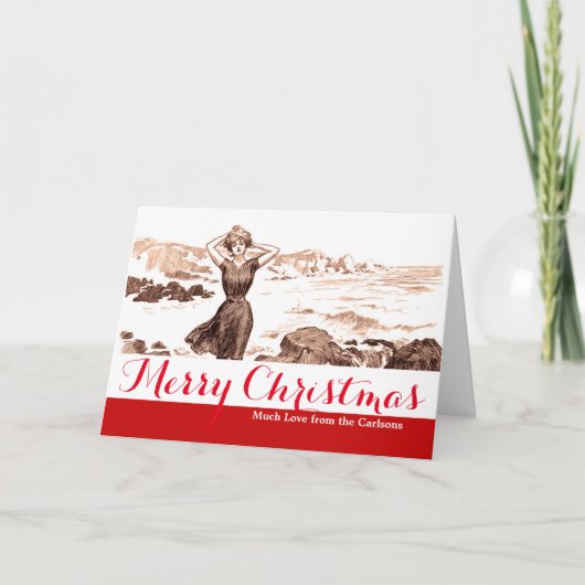 マーメイドビーチギブソンガールビクトリアンアンティーク シーズンカード (正面)