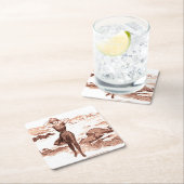 マーメイドビーチギブソンガールビクトリアンアンティーク スクエアペーパーコースター (インサイチュ)