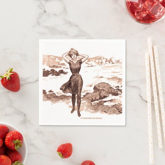 マーメイドビーチギブソンガールビクトリアンアンティーク スタンダードカクテルナプキン (インサイチュ)