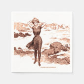 マーメイドビーチギブソンガールビクトリアンアンティーク スタンダードカクテルナプキン (正面)