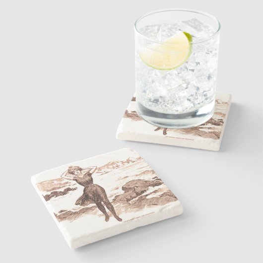 マーメイドビーチギブソンガールビクトリアンアンティーク ストーンコースター (横)