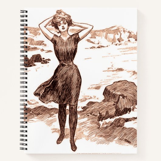 マーメイドビーチギブソンガールビクトリアンアンティーク ノートブック (正面)