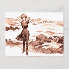 マーメイドビーチギブソンガールビクトリアンアンティーク ポストカード