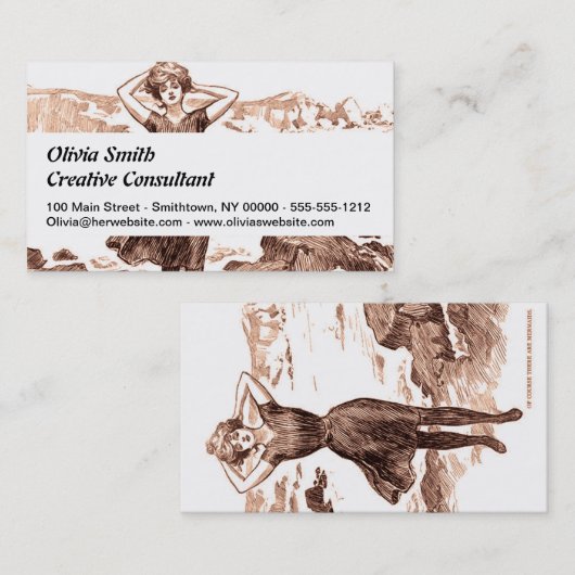 マーメイドビーチギブソンガールビクトリアンアンティーク 名刺 (正面/裏面)