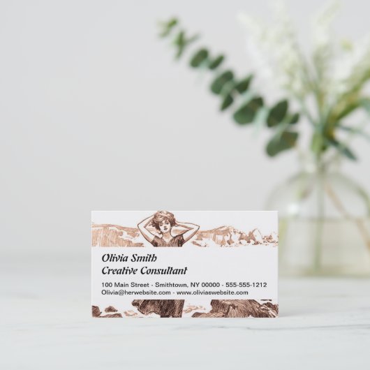 マーメイドビーチギブソンガールビクトリアンアンティーク 名刺 (スタンド正面)