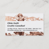 マーメイドビーチギブソンガールビクトリアンアンティーク 名刺 (正面)