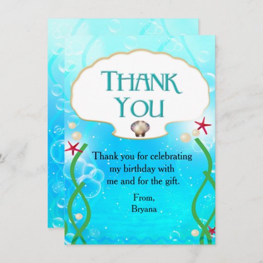 マーメイドビーチザシーアンダーザシーパーティーありがとう 招待状 (正面/裏面)