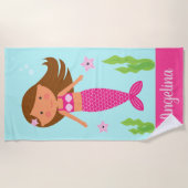 マーメイドビーチタオル|中肌、薄茶色の髪 ビーチタオル (正面)