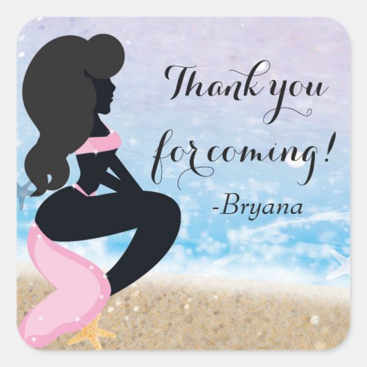 マーメイドビーチバニーサマースパークルパーティーシール スクエアシール (正面)