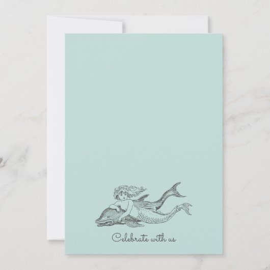 マーメイドビーチブルー結婚式招待状 招待状 (裏面)